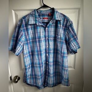 IZOD Men's Blue Plaid Button Down Shirt
